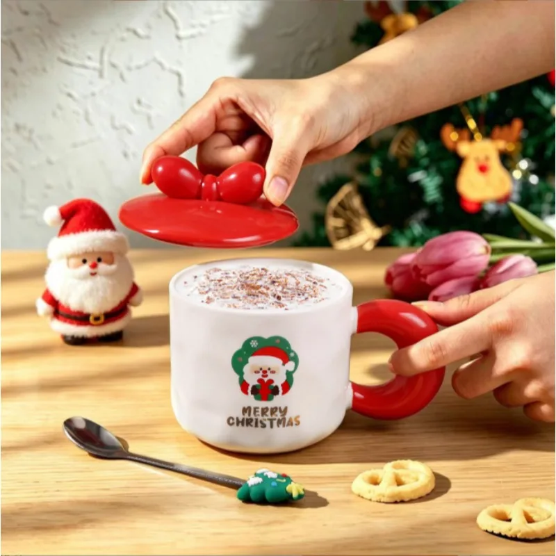Christmas ceramic cup with high appearance quality, water cup, household coffee cup, birthday gift, girls' companion gift box