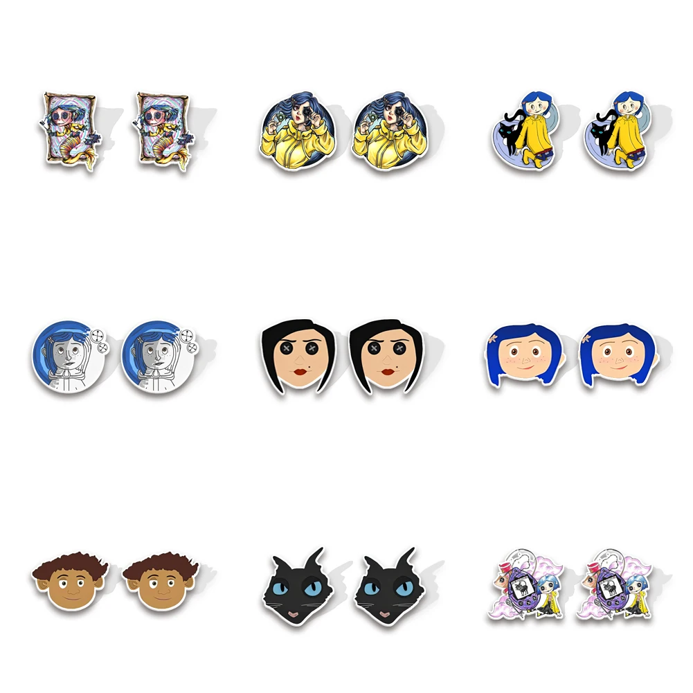 

W Simple Fashion Cartoon Movie Earrings Mini Colorful Acrylic Stud Earrings Horrible For Women Gifts