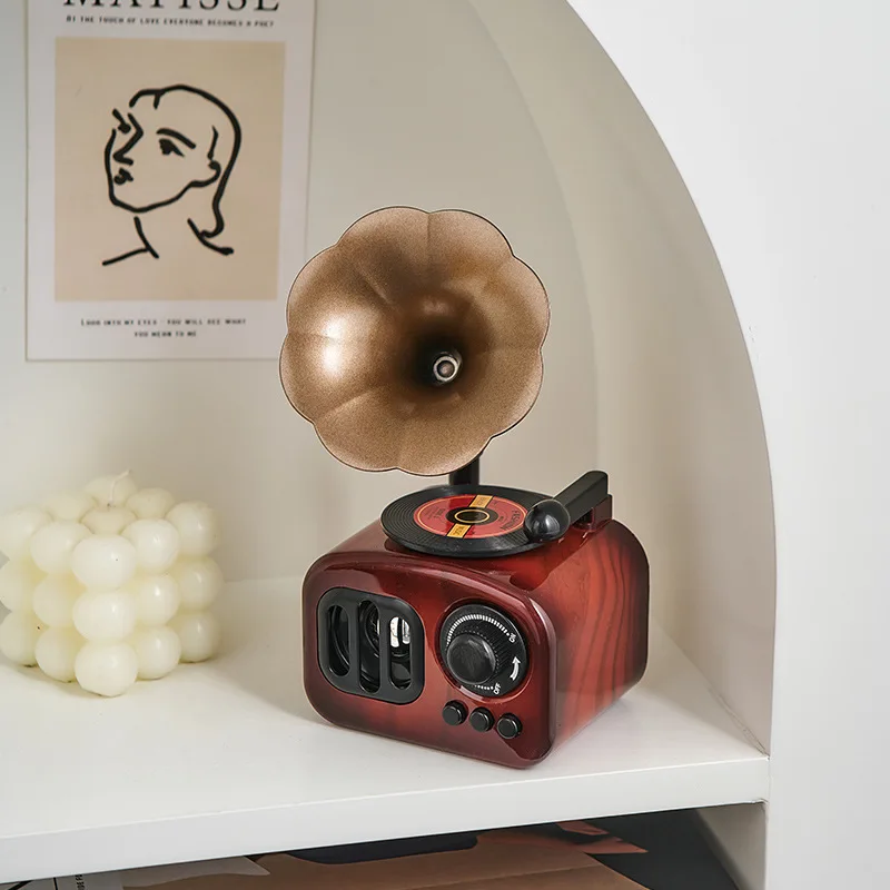 Vintage Wind‑Up Gramophone Music Box Retro Mechanical Phonograph Desk Ornament Home Coffee Shop Bookstore Decor Birthday Gift