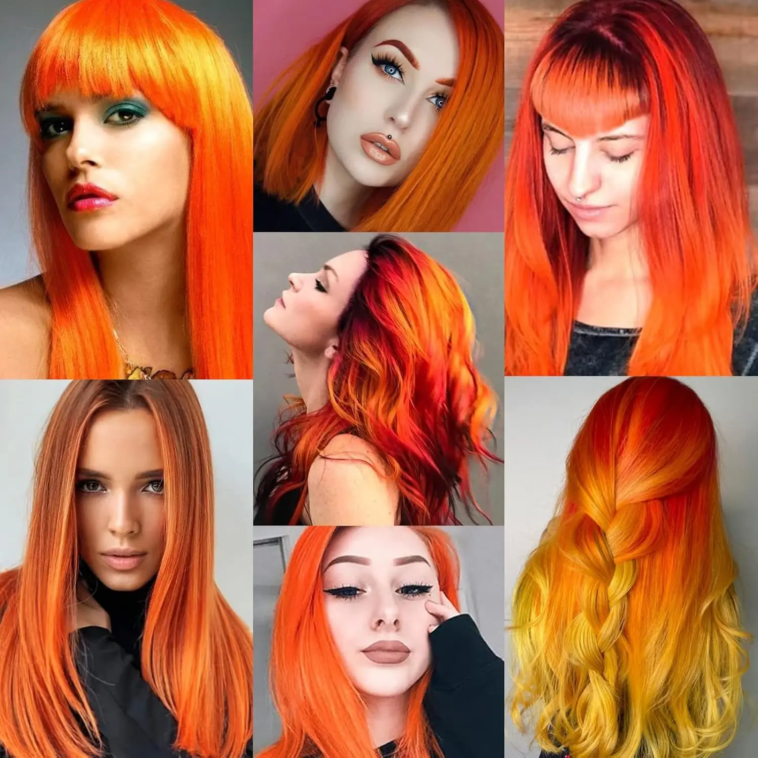 12-teilige lange, gerade, synthetische schwarze Haarverlängerungen zum Anklipsen, farbige Party-Highlights, Haarteile für Frauen, Kinder, Mädchen, Halloween – Detail 5
