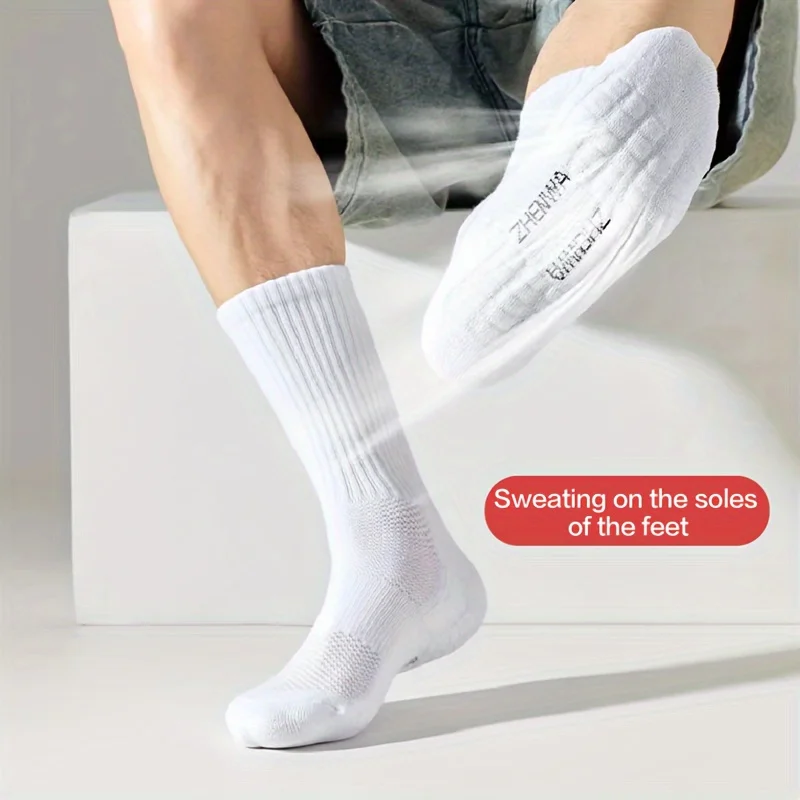 Chaussettes de sport respirantes pour hommes et femmes, chaussettes de cheville décontractées à semelle serviette, absorption de la transpiration, anti-odeur, éventuelles R, 5 paires