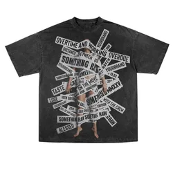 Vintage Wash men T-shirt y2k American High Street trend top Letter print casual short sleeve Harajuku Fashion Loose T-shirt