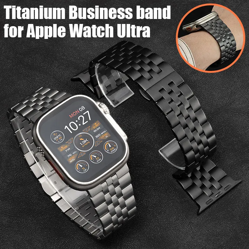 

2026 Titanium Business Men band for Apple Watch Ultra 3 2 1 Strap fold buckle Bracelet Luxury Metal Strap for iWatch 49mm Correa