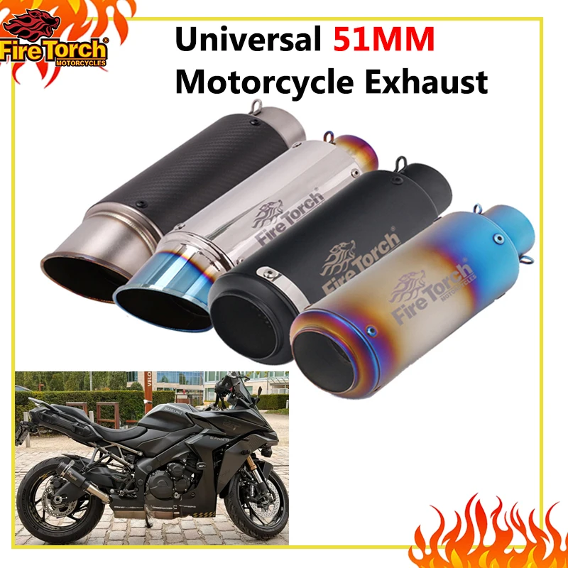 

Universal 51MM Motorcycle Exhaust Pipe Escape Systems Muffler No DB Killer For MT09 450SR XL750 ER6N NC700 GSX-S1000 Tenere700