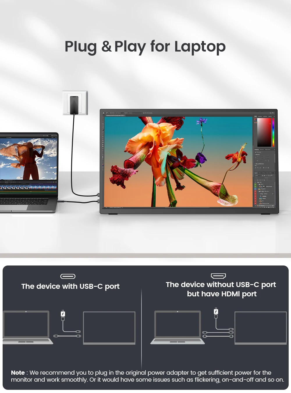 UPERFECT 18.5 Inch 120Hz Touchscreen Portable Monitor 1080P Ultra Slim 100%sRGB  IPS Laptop Second Screen Game Display With VESA