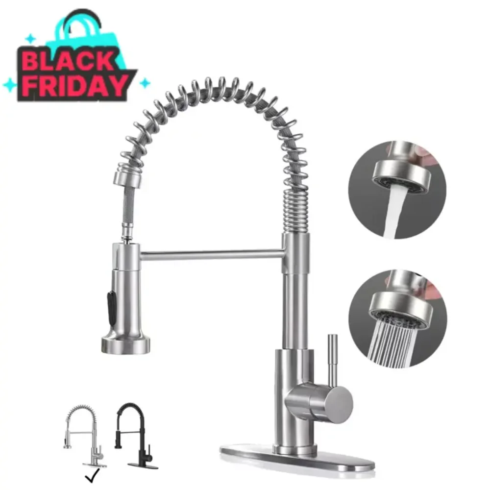 

Современный кухонный смеситель PHANCIR с выдвижным распылителем, матовый никель, однорычажный, компактный дизайн, подходит для установки на 1 или 3 отверстия