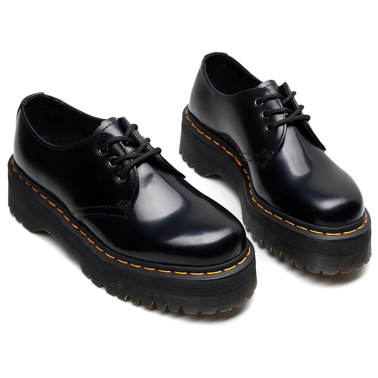 Size34-45 Women Patent Work Shoes Black White Platform Three Holes Lace Up Dress Shoes