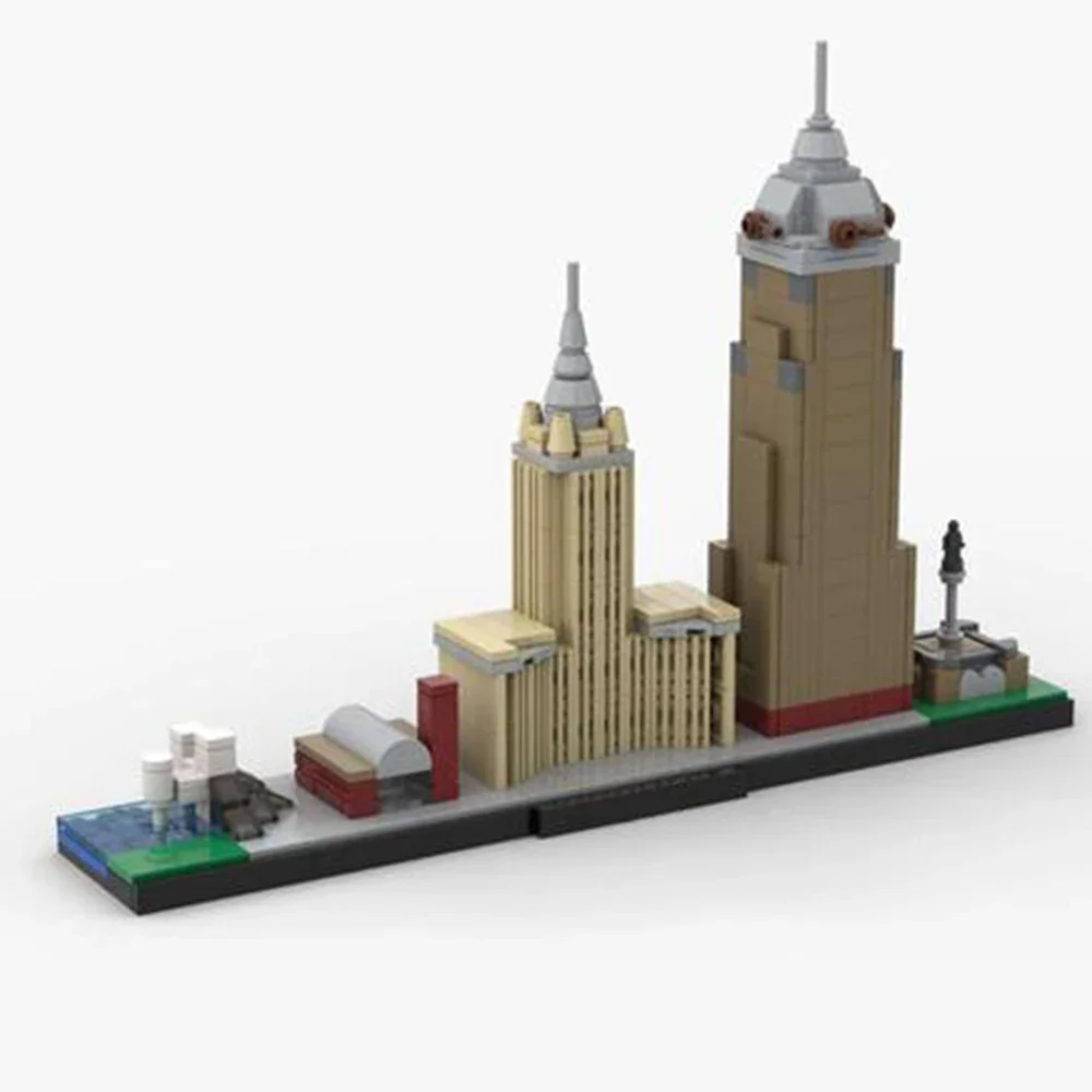 Gobricks MOC- 127113   Cleveland Skyline-Juego de bloques de construcción para niños, arquitectura con vista a la calle junto al lago, juguetes educativos de ladrillos, regalo