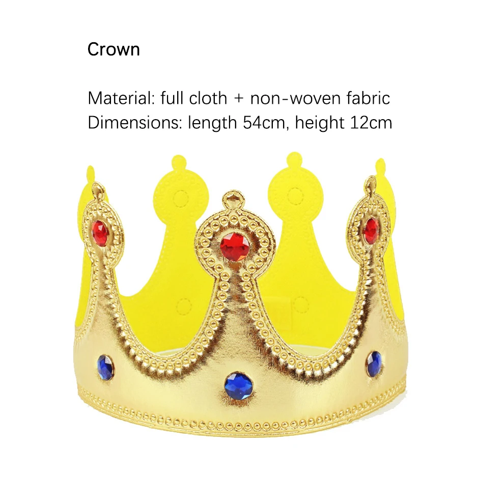 Mantello per bambini adulti Re Principe Costume cosplay Scialle a corona Attivà genore-figlio Costume da spettacolo per feste Mantello di Halloween