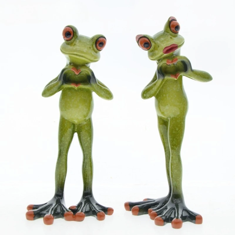 

Набор из 2 фигурок лягушек-любовников с жестом сердца, из смолы, для сада, рабочего стола, подарок на День святого Валентина, декор для гостиной