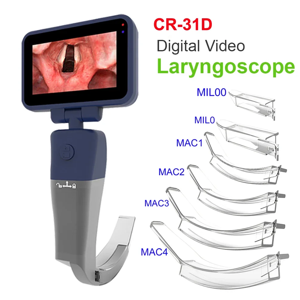 고해상도 후두경 휴대용 비디오 후두경 세트, 호흡기 및 응급 센터용