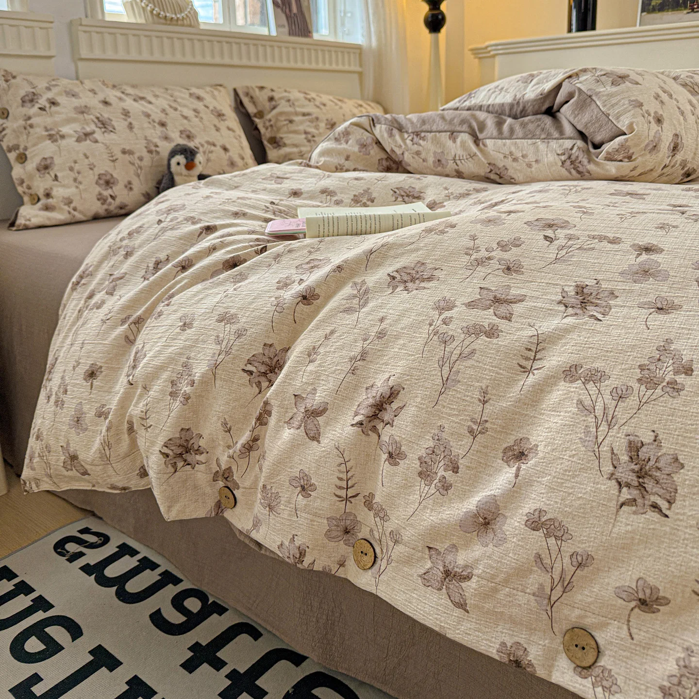 Bettwäsche-Set mit Blumenmuster, Leinen, Vintage-Bettbezug-Set mit Kissenbezügen, Bettlaken, Einzelbett, Doppelbett, Queen-Size-Bett, Schlafzimmer-Dekoration, Geschenke – Detail 6