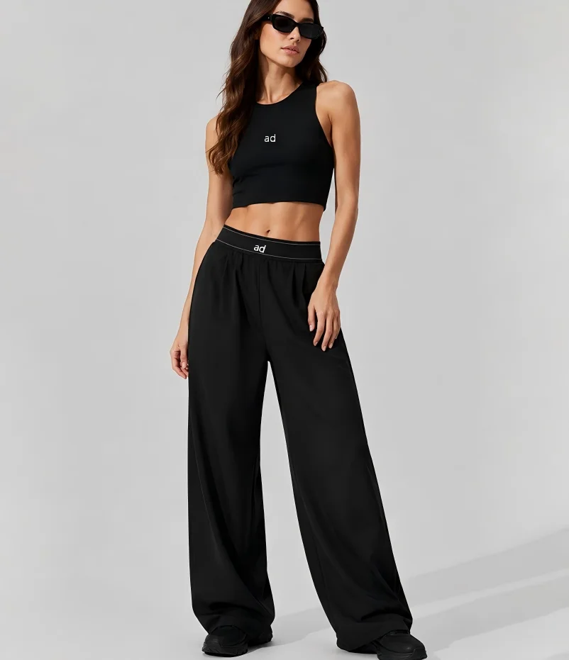 2026 yoga suit set, high waisted casual pants, sports and fitness bra, running exercise wide leg pants, outdoor sports set