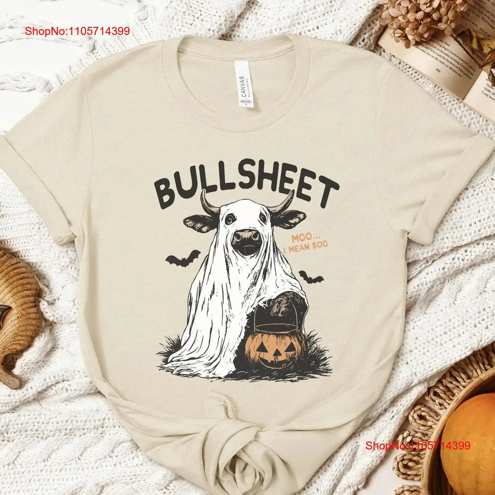 Bull SheeT T Shirt Ghost Cows Halloween Animals Cow Lovers vintage Washed Stylish Casual graphic Soft Slightly Comfortable
