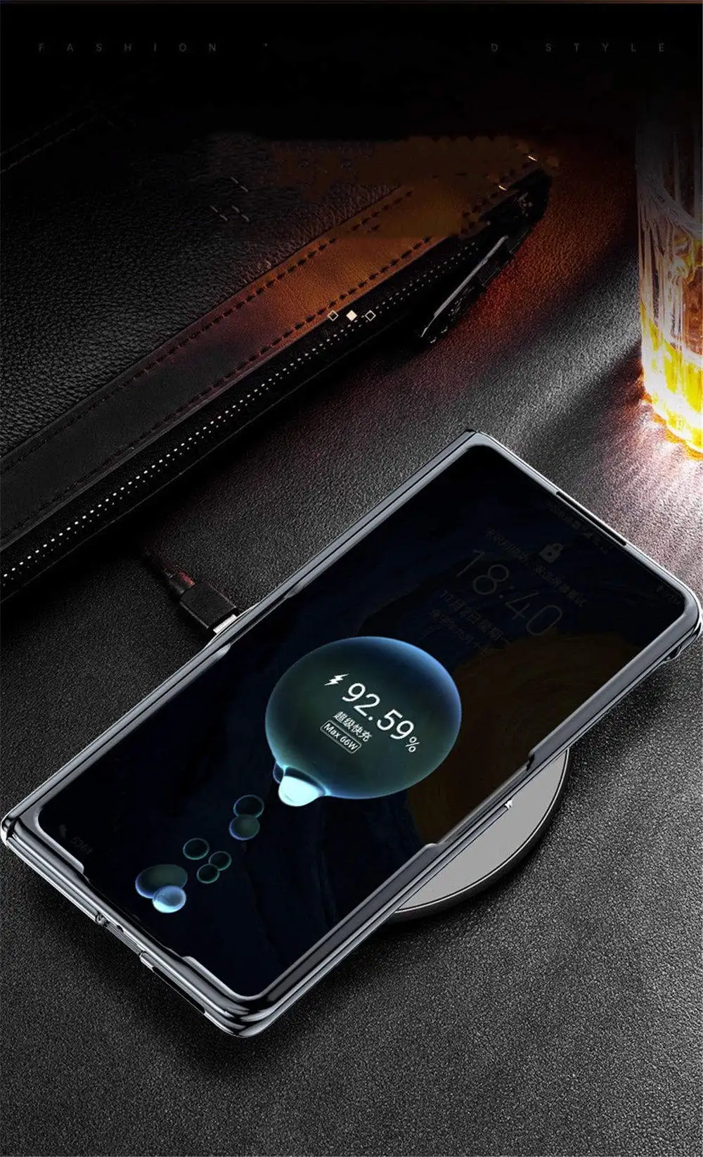 화웨이 메이트 X5 X6 마그네틱 손목 밴드 홀더 커버에 대한 프리미엄 천연 쇠가죽 채찍으로 치다 가죽 유리 필름 케이스