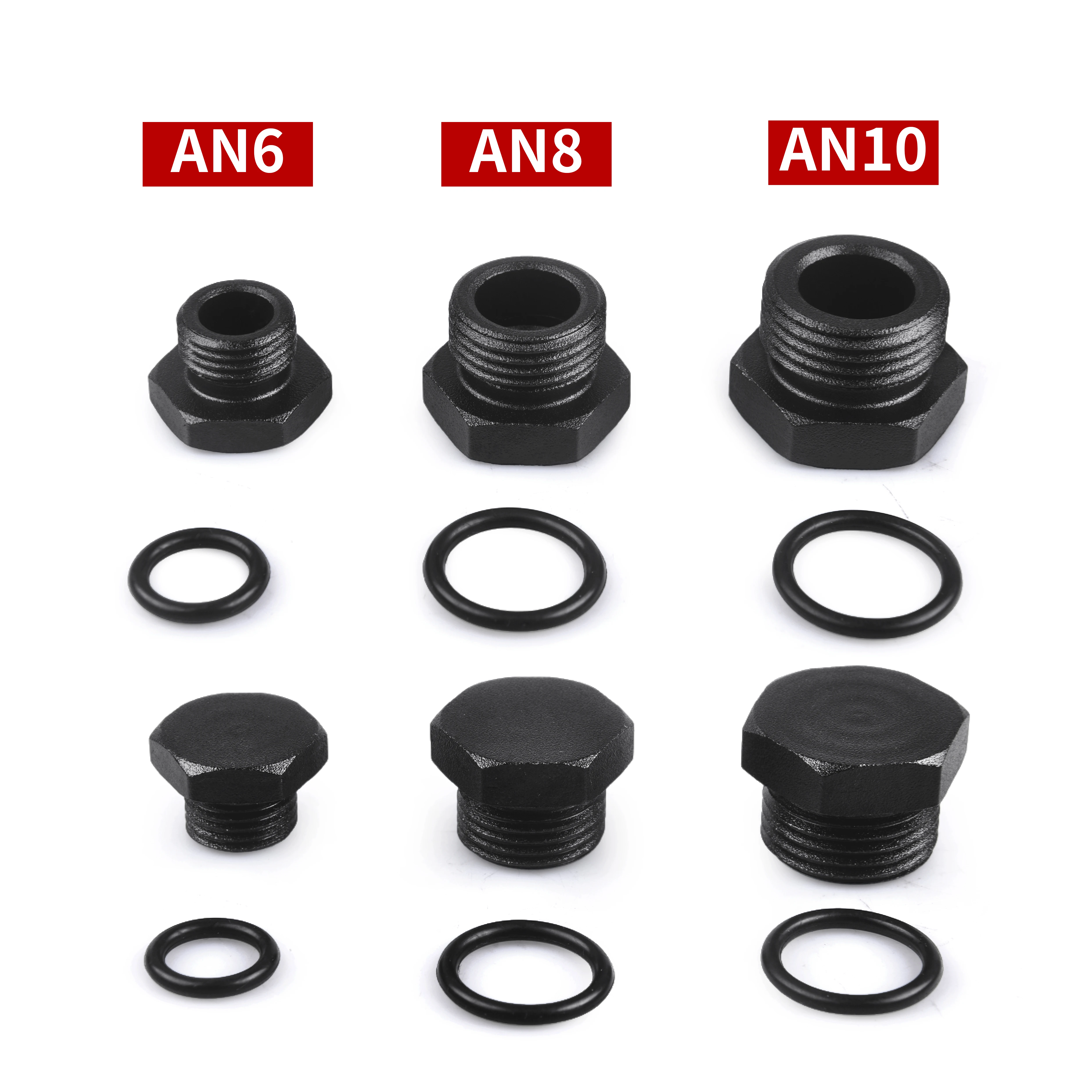 1PCS AN6 AN8 AN10 Aluminum Male Flare Thread Hexagon Head Blanking Plugs Fitting Hex Cap Lock Hose Fitting Adapters With O-Ring