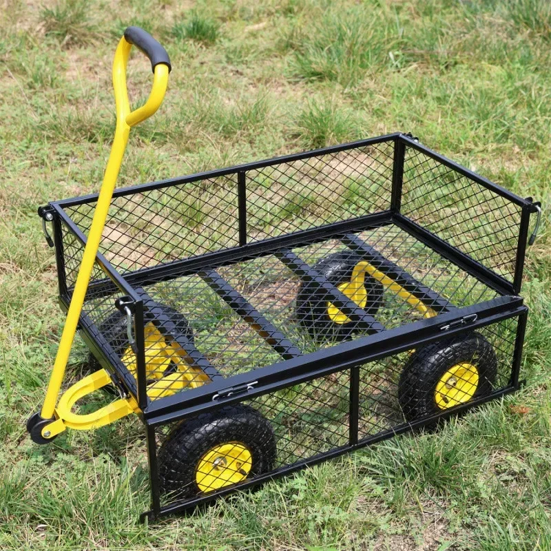 Foldable Tool Cart Trolley with Removable Side Gear Portable Workbench Flatbed Organization Storage on Wheels for Garage