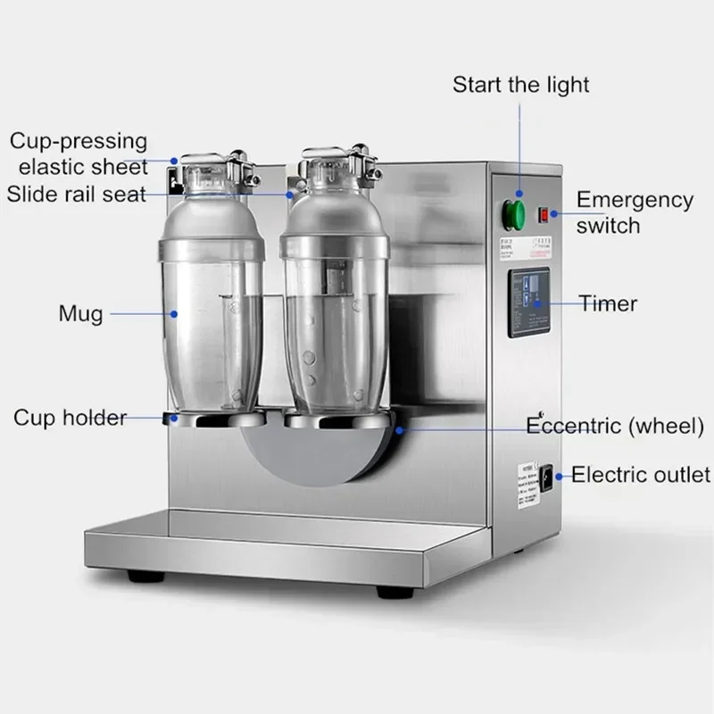 for Commercial Boba shaker Bubble Tea Double-head Pearl Milk Tea Shaking Machine Stainless Steel Milk Cup