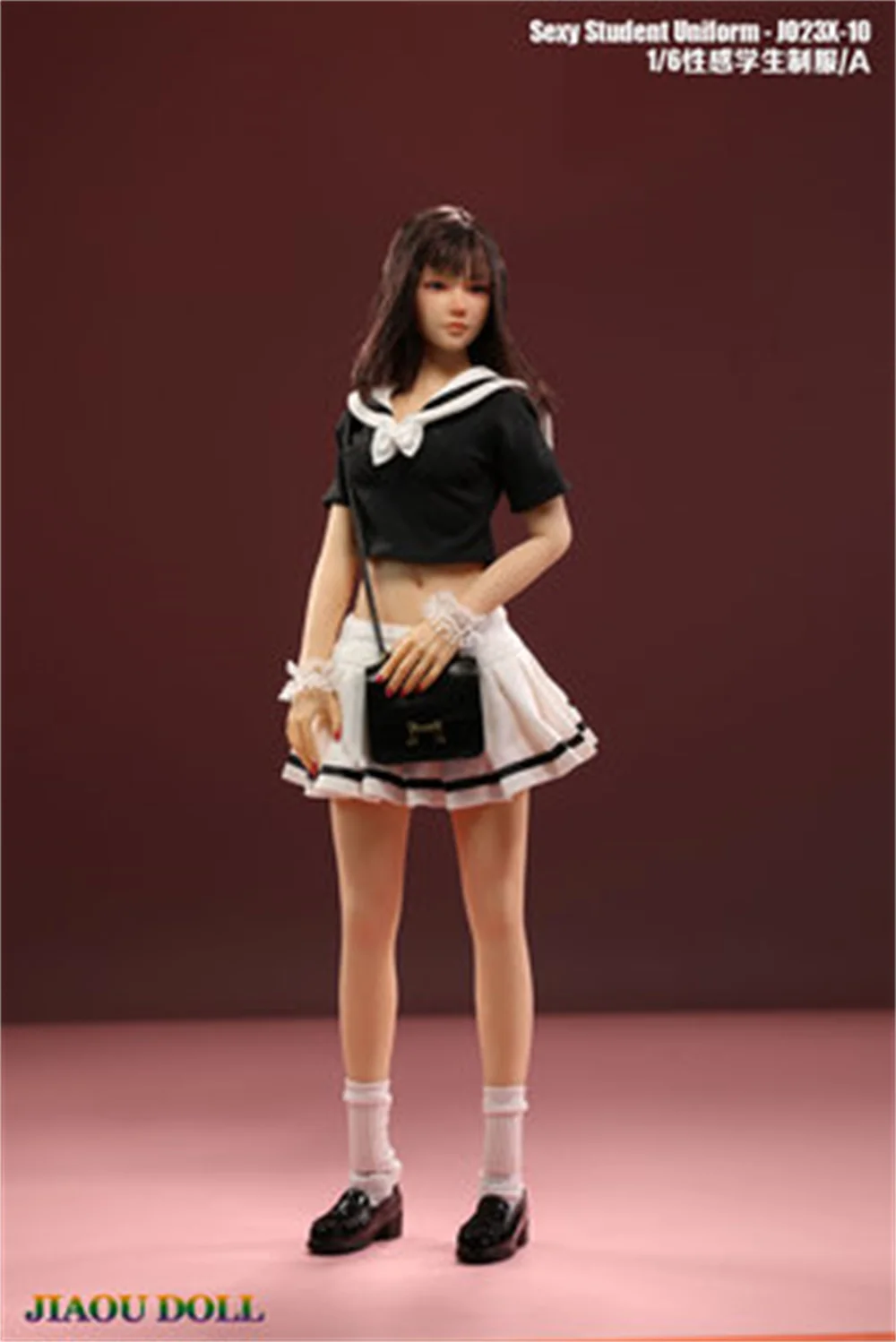 JO23X-10 1/6 Girl Sexy Student Uniform T-shirt Pleated Skirt Set Fit 12'' Female Soldier Small Mid Breast Action Figure Body