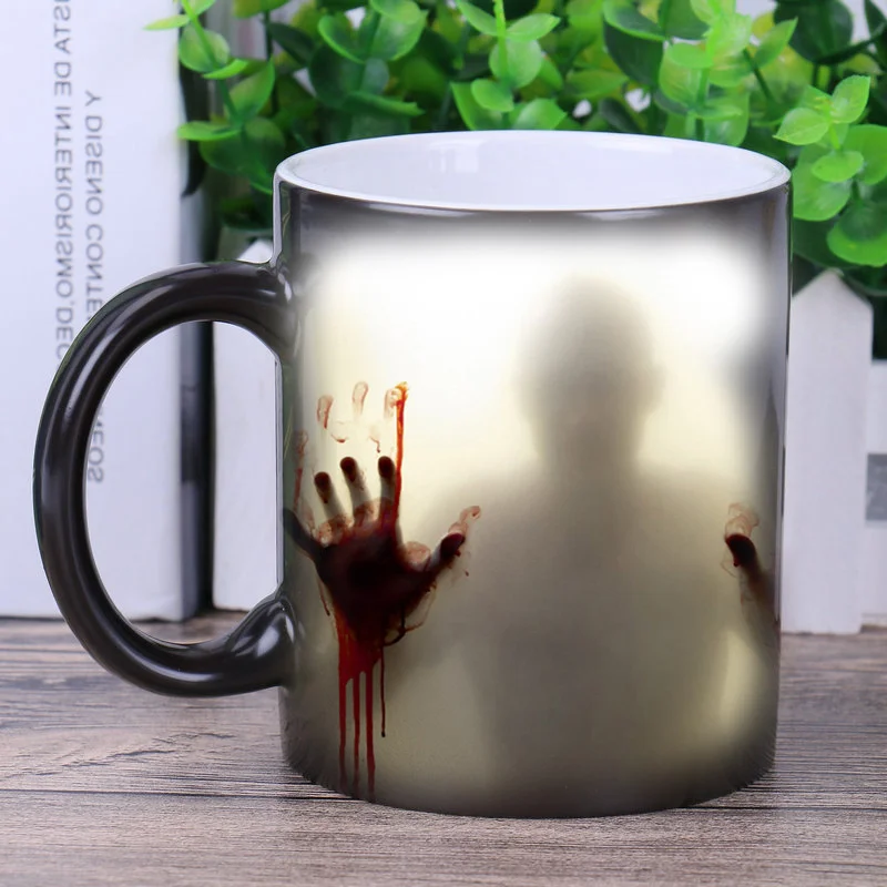 

Halloween Temperature Changing Spoof Coffee Milk Ceramic Mug Color Changing Ceramic Mug Coffee Funny Cup Gift For Friends Retail