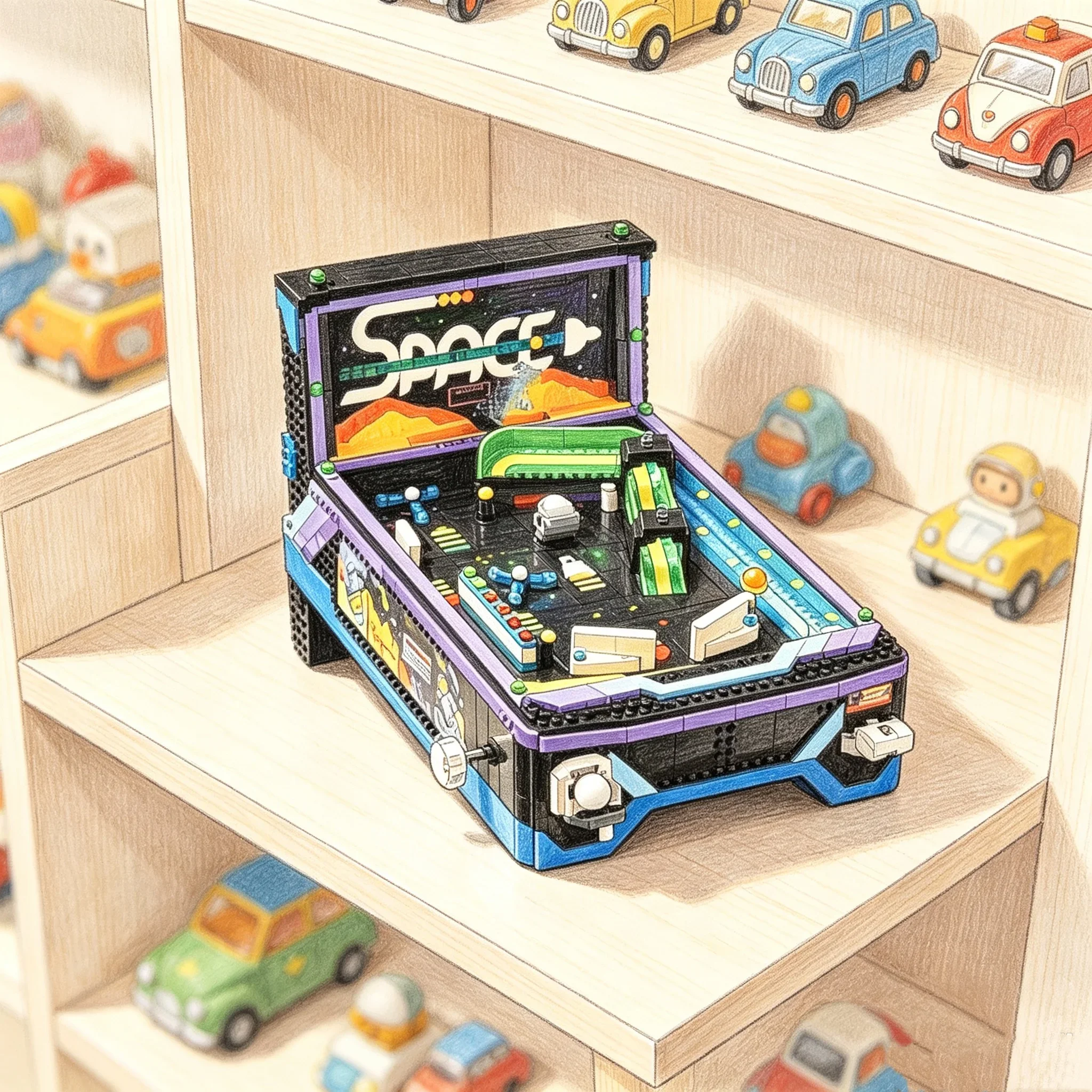 2274PCS Model Arcade Pinball Machine Building Blocks Room Decor Bricks Toys Full-featured Arcade Game Suitable for Adults