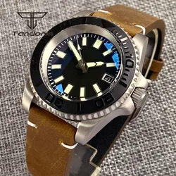 Tandorio 40mm Titanium Case Domed Sapphire Crystal Men's Automatic Watch Light Weight Dive Wristwatch Date Display NH35 Movement