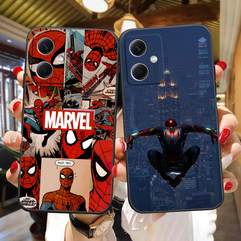 

Marvel Spider Spiderman Cover Phone Case For Redmi Note 14 13 12 12S 11 11T 11S 10 9T 9S 9 8T Pro 5G 4G TPU Case Funda Shell
