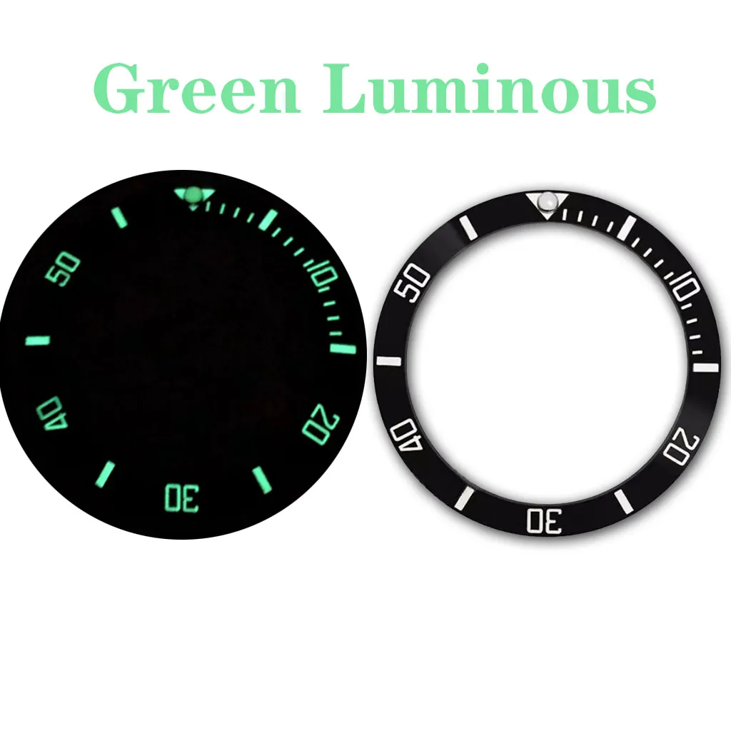 38MM C3 Super Luminous Black Blue Green Ceramics Bezel Sloping Diving Watch Insert Fit Sub Watch Case Insert Ring