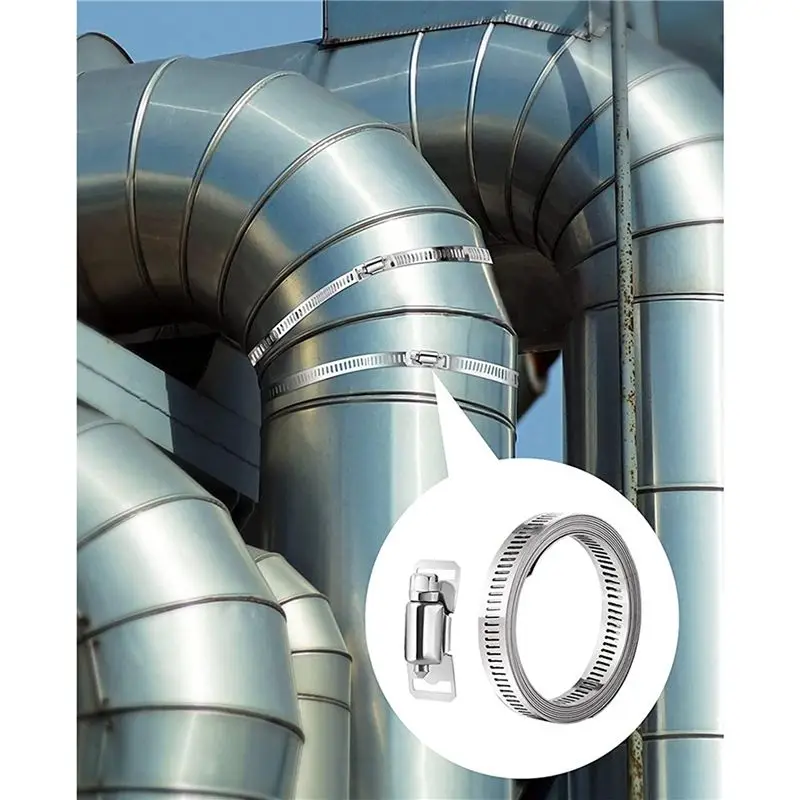 A98E-2X 304 Stainless Steel Adjustable Hose Clamps, DIY Worm Gear Duct Clamp Set, For Radiator/Automotive&Mechanical Plumbing