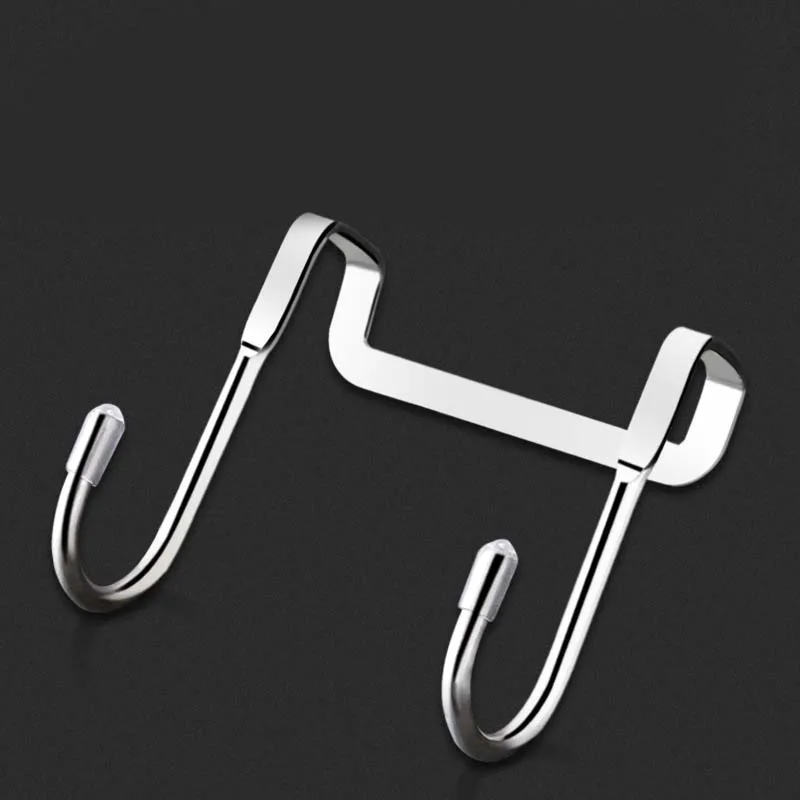 5PC 304 Stainless Steel Hook Free Punching Double S-Shape Hook Kitchen Bathroom Cabinet Door Back Type Coat Towel Storage Hanger - view 4