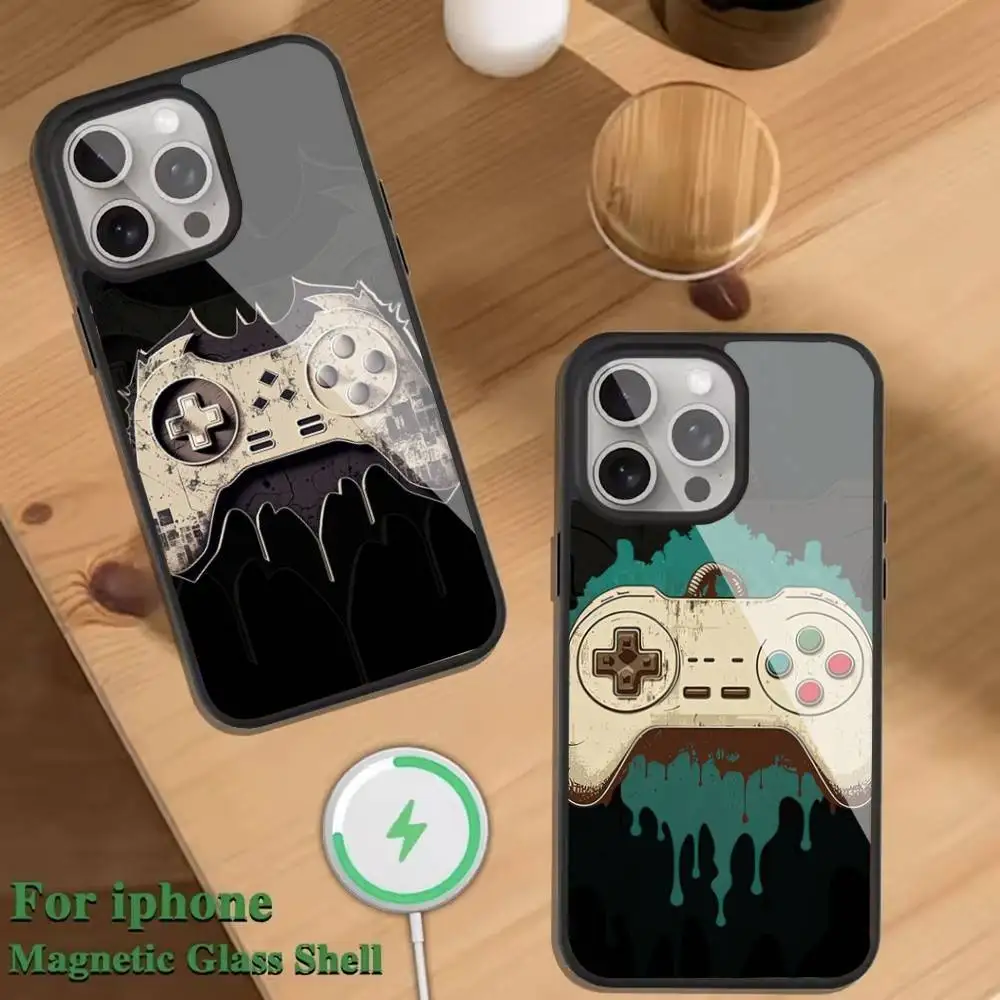 

Game Controller Graphic Case Phone Case For Magnetic Wireless Charge Cover For iphone 16 15 14 13 12 11 Pro Max Plus Coque