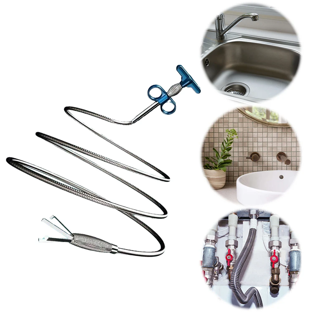 

0.6/0.9/1.6/2.0/3.0M Drain Pipe Dredging Cleaning Hooks Bendable Sewer Fetcher Dredge Clip Drain Clog Dredge Tools for Kitchen