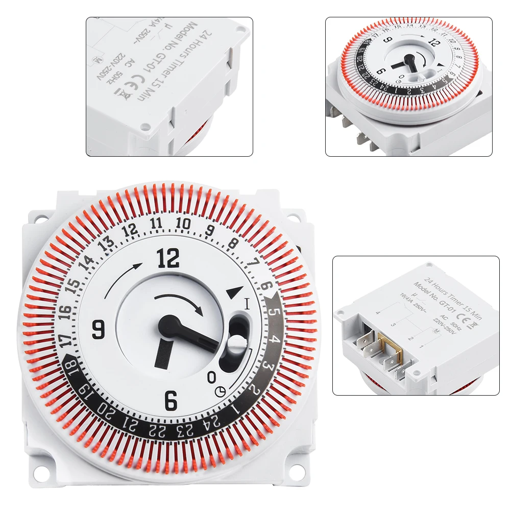 Mechanical 24 Hours Timer Switch Timer Plug In Mechanical Grounded Programmable Smart Countdown Loop Switch Protect Panel 250V