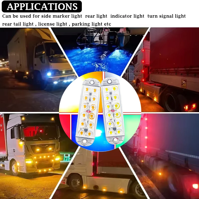 2 قطعة 12LED سطوع عالية أضواء التخليص LED وامض تحذير ضوء 12 فولت-80 فولت RVs مقطورة سيارة شاحنة مصباح إشارة ضوء المؤشر #6