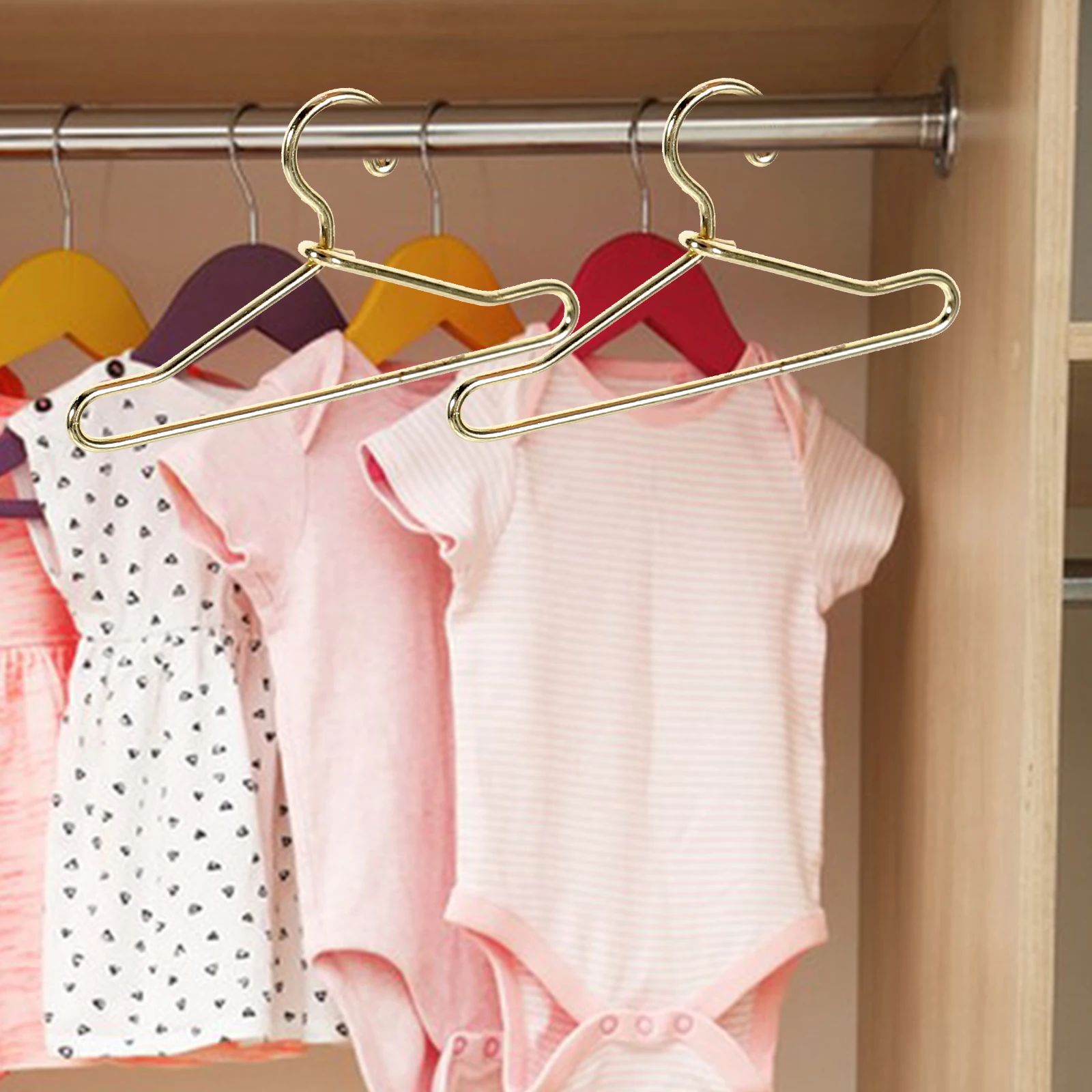20 Pcs Clothing Hangers Closet Accessories 40mm Metal Color Baby Rag Small Clothes Miniature Golden House Mini House Decor