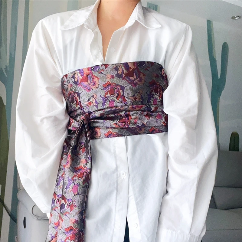 

Japanese Haori Kimono Yukata Obi Belt Dress Decor Brocade Jacquard Fabric Waistband Shirt Dress Decor Chest Wrapped Cummerbunds
