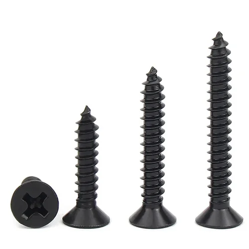 Imagen 2 del producto 100 Uds M1 M1.2 M1.4 M1.5 M2 M2.6 M3 M3.5 M4 M5 tornillo autorroscante de cabeza plana avellanada cruzada acero al carbono Phillips negro