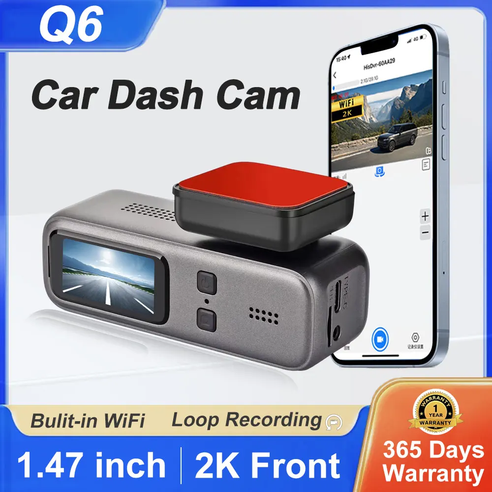 

Car Dash Camera DVR Accessories Auto 1.47 inch Screen 2K Loop Recording 24-Hour Parking Surveillance WiFi Mobile interaction