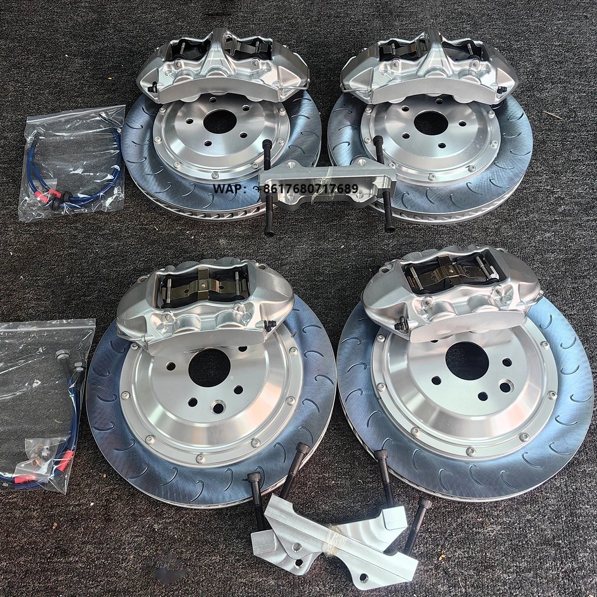 

Silver High Performance 6 Pot Brake Caliper Upgrade System 4 Piston Brake Kit Suitable for E90 E92 M3 335i F30 E46