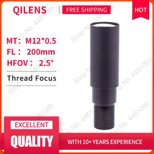QILENS 2-megapikselowy obiektyw HD 200mm do kamery IP CCTV M12*0.5 mocowanie duża odległość oglądania