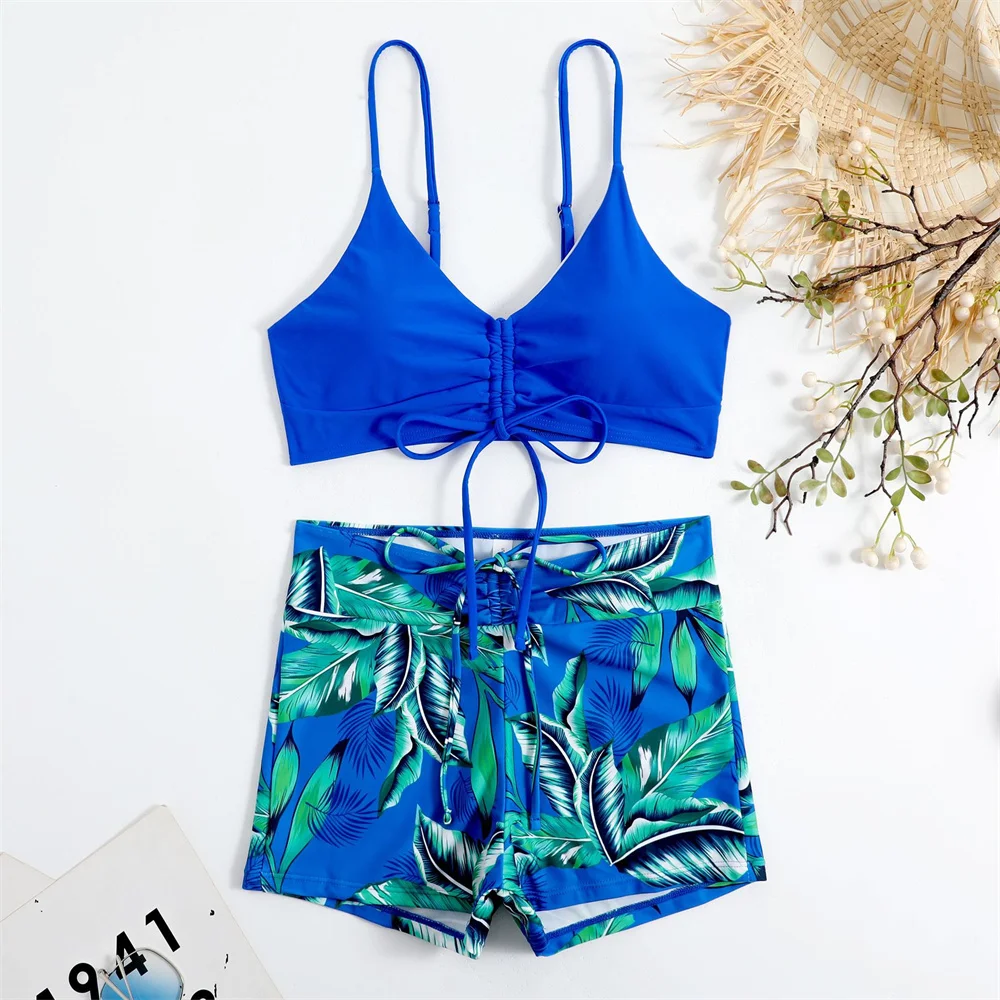 

Сексуальные шорты на бретельках, комплекты бикини с высокой талией и принтом, купальник для грузовиков, отпуска, купальный костюм с эффектом пуш-ап, женский пляжный летний наряд