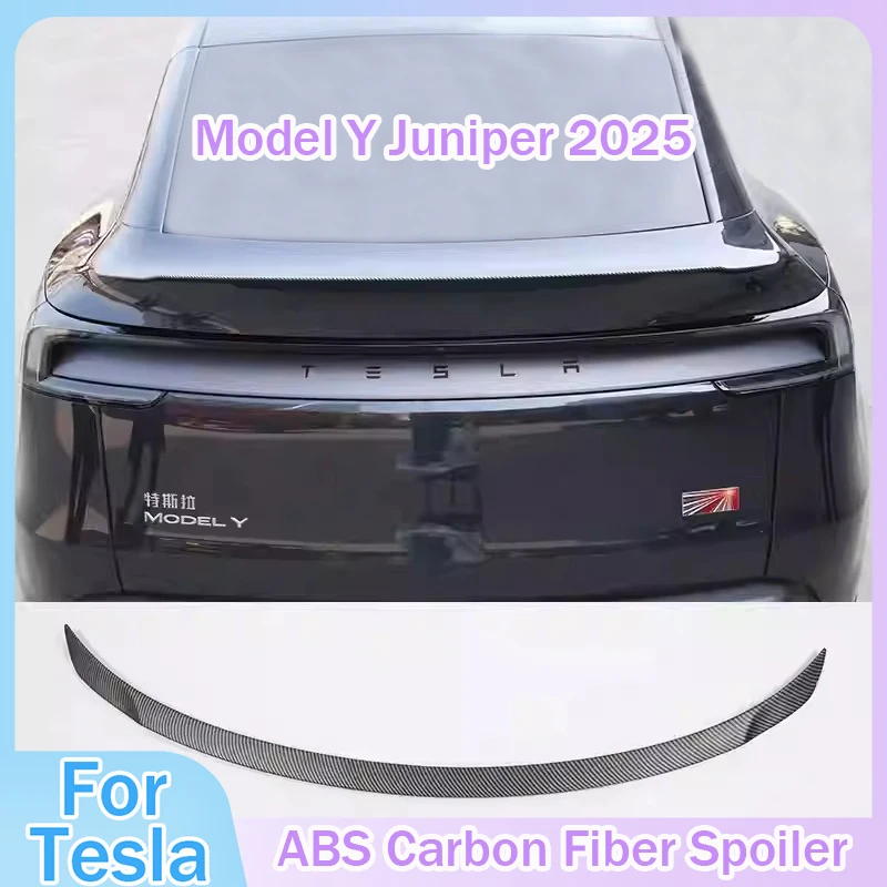ABS Carbon Fiber Pattern Spoiler For Tesla Model Y Juniper 2025 Original High Performance Trunk Wing Auto Modified Accessories