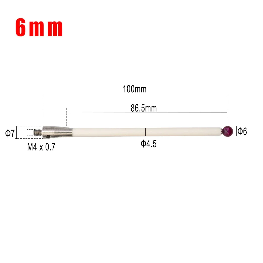 1PCS CMM Probe Stylus 6mm Ball Tip CMM Contact Probe Ceramic Shaft Probe Test Accessory For Renishaw A-5000-3712