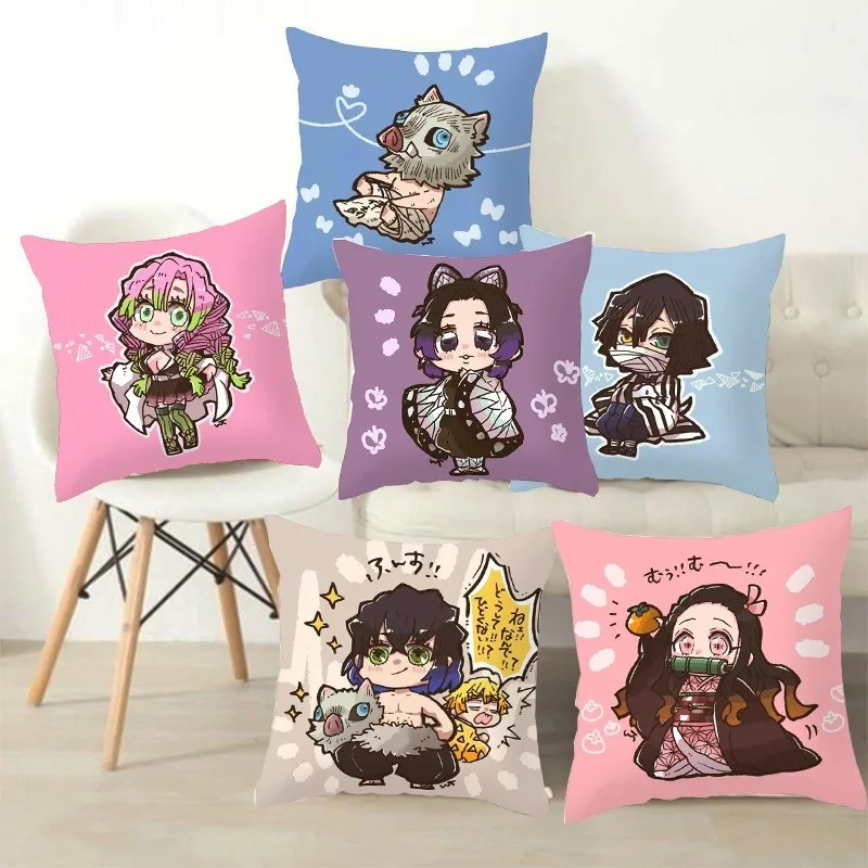 45X45 Demon Slayer Kamado Tanjiro Nezuko Pillow Anime Body Pillowcase Kawaii Loli Girl Car Safa Dakimakura Pillow Cushion Cover