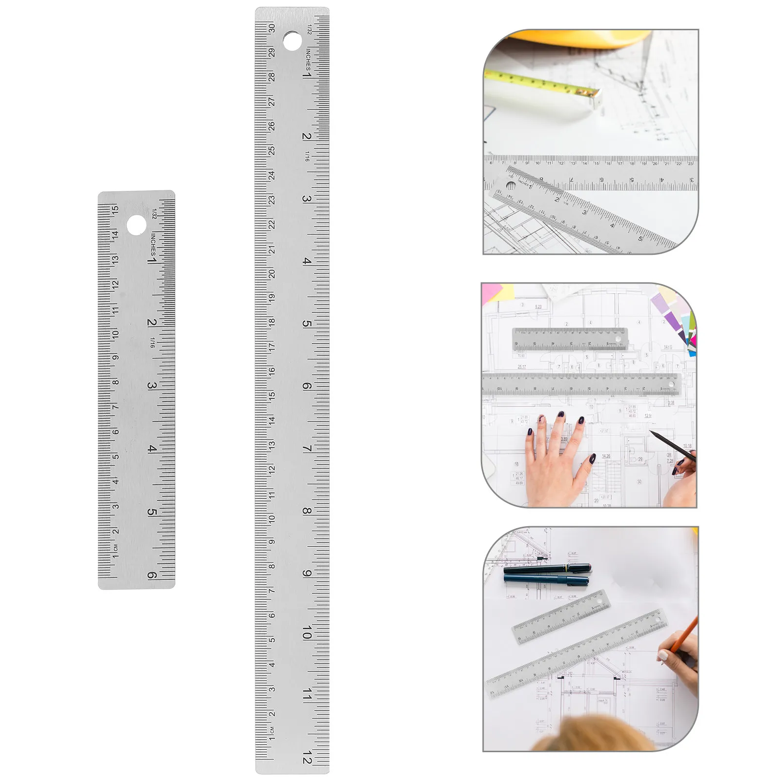 

Набор из 4 линеек из нержавеющей стали с пробковой основой, точный измерительный инструмент, офисная канцелярия, чертежная линейка, профессиональные принадлежности для черчения