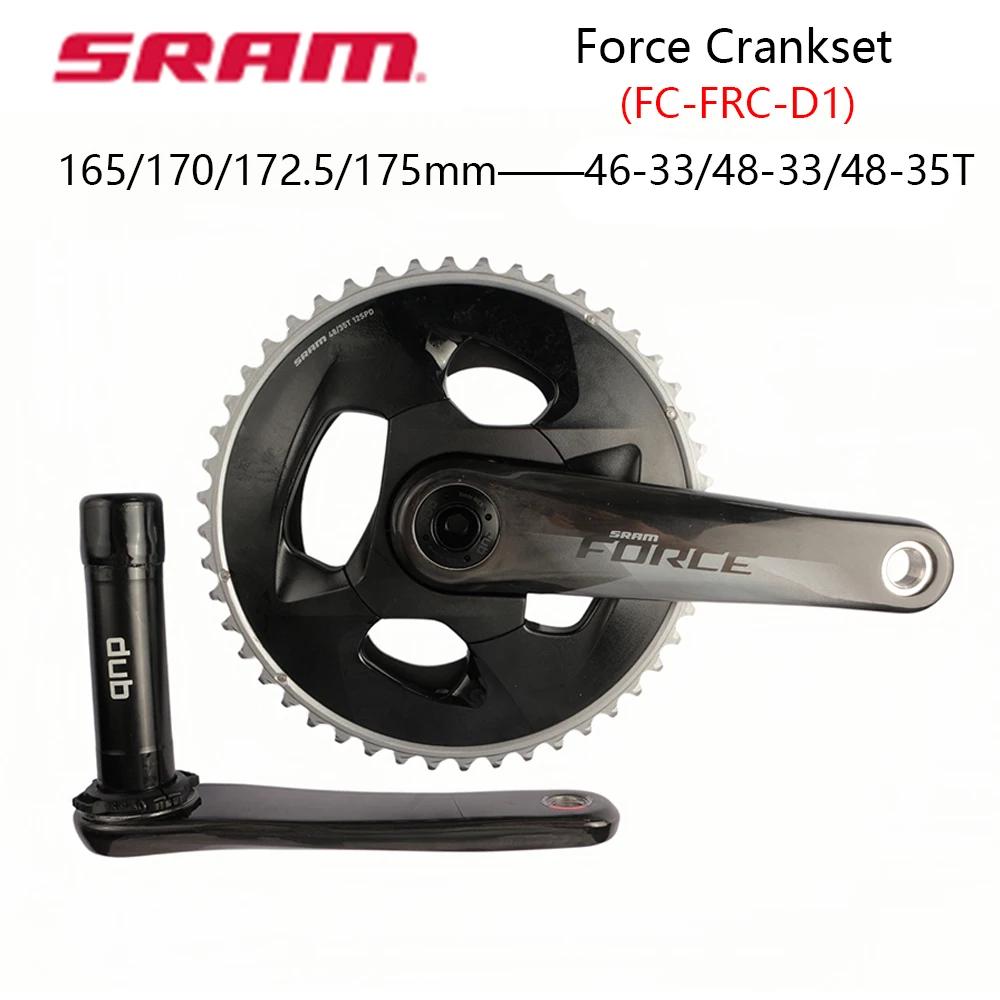 SRAM FORCE D1 Kurbelgarnitur FC-FRC-D1 Rennrad-Kettenblatt Aluminiumlegierung Carbonfaser-Kurbelarm 165/170/172,5/175mm 48-35T 46-33T