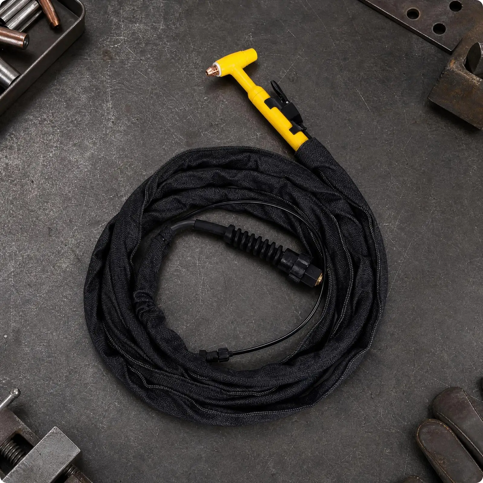 Gas Cooled TIG Torch QQ150A Handheld Argon Curved Welding Accessory with Threaded Copper Connection for Metal Workpiece Joining