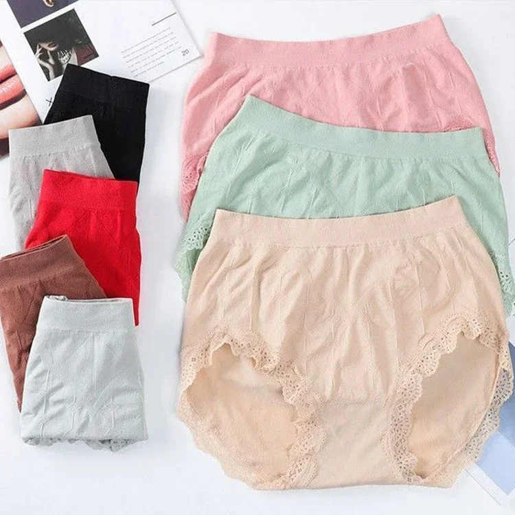 1pcs Modal Women Panties Lady Plus Size Underwear Large Size High Waist Briefs Breathable Solid Color Female Lingerie