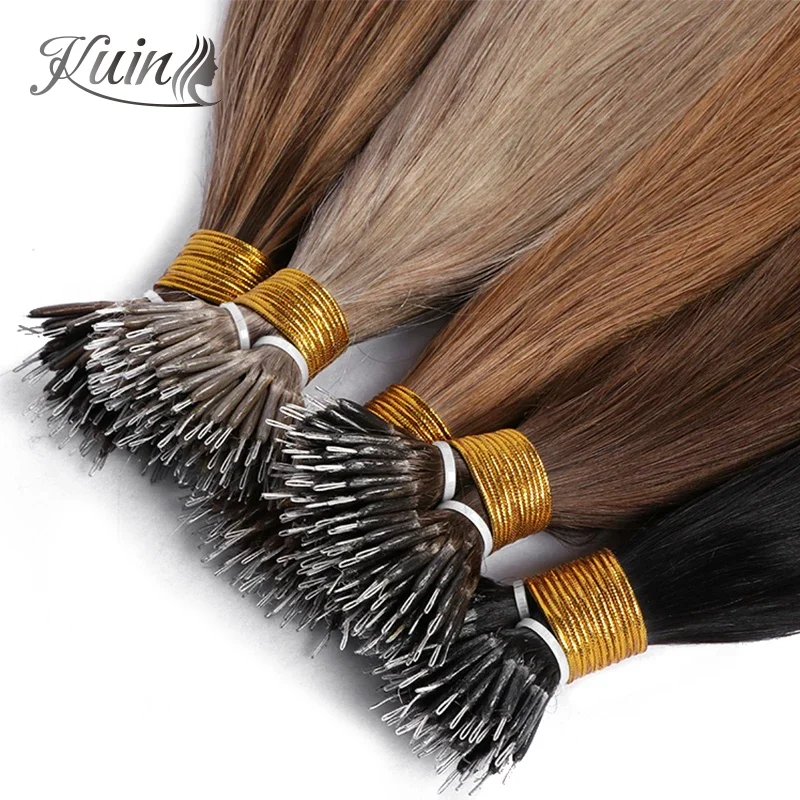 Nanoring-extensão do cabelo humano para mulheres, cabelo humano reto, micro link, 40g, 50g, 100% real