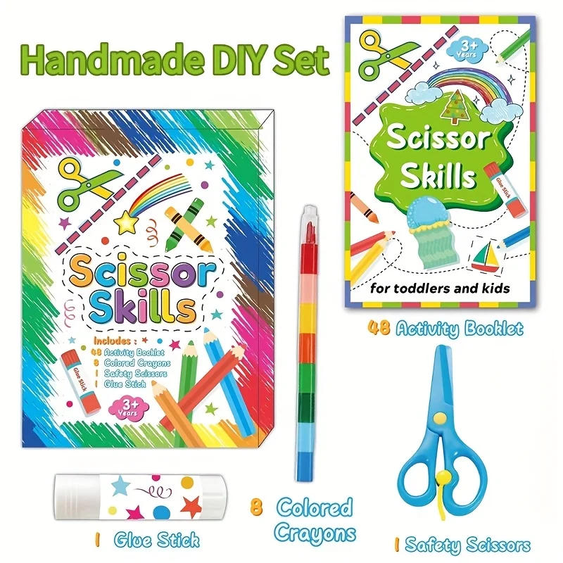 Schaarvaardigheden Voorschoolse activiteit Boek Lijnen snijden Vormen Fruit Dieren Leuk snij- en kleurboek Speelgoed voor kinderen Cadeau